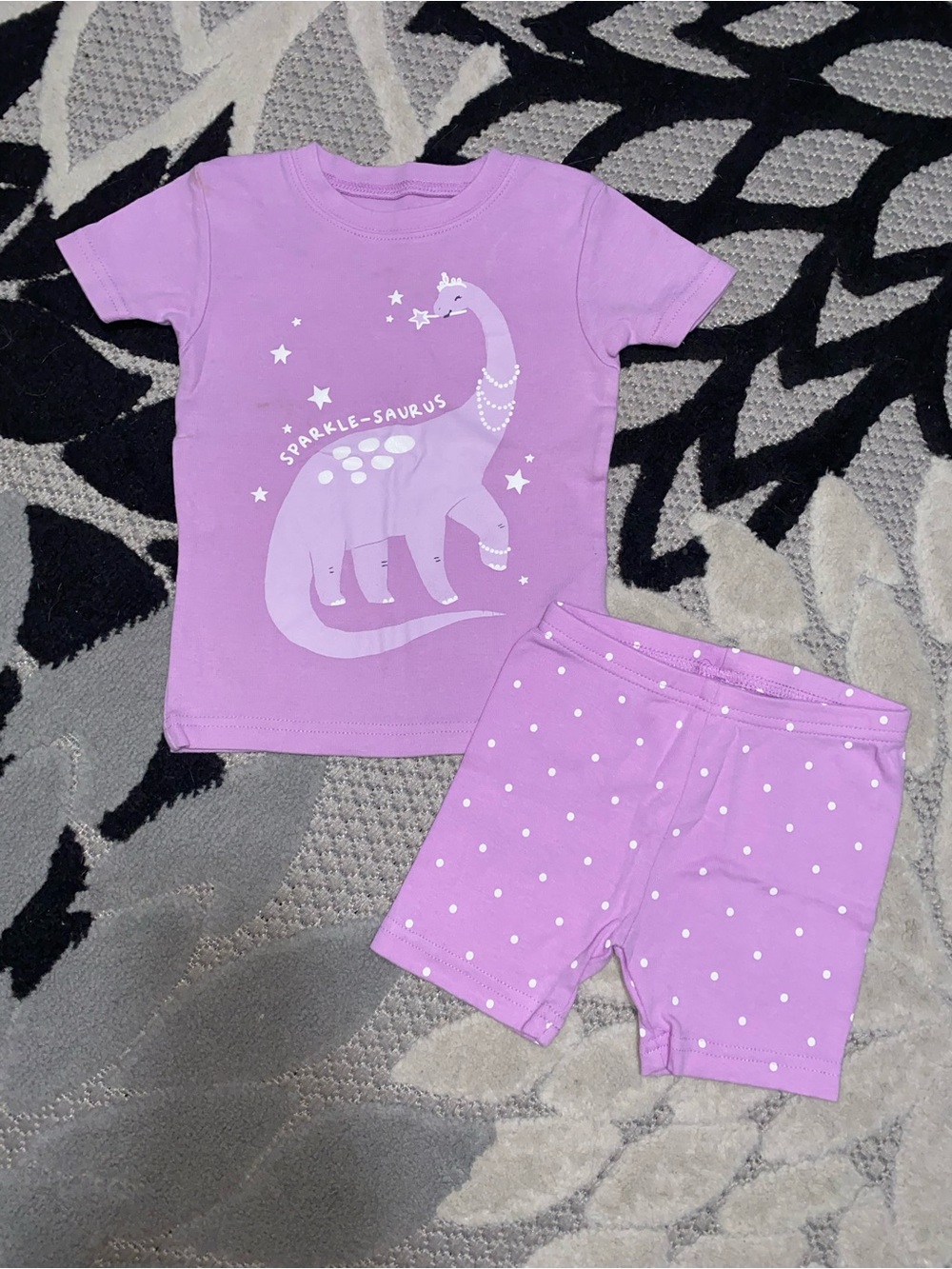 Carter’s Girls' Lavender 'Sparkle-Saurus' Short Pajama Set 18 Months
